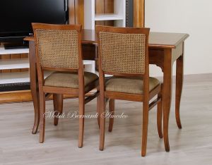 Scrittoio classico da 120 cm in legno massello di noce con 2 cassetti e intarsio